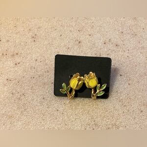 Gold and Yellow Floral Earrings